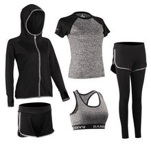 Load image into Gallery viewer, 5-piece Yoga Serve Bodybuilding Suit Woman Autumn Winter Jogging Fitness Running Gym Workout Clothes Female Jacket Long Sleeve