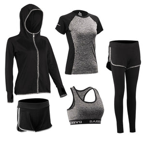 5-piece Yoga Serve Bodybuilding Suit Woman Autumn Winter Jogging Fitness Running Gym Workout Clothes Female Jacket Long Sleeve