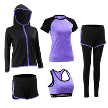Load image into Gallery viewer, 5-piece Yoga Serve Bodybuilding Suit Woman Autumn Winter Jogging Fitness Running Gym Workout Clothes Female Jacket Long Sleeve