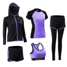 Load image into Gallery viewer, 5-piece Yoga Serve Bodybuilding Suit Woman Autumn Winter Jogging Fitness Running Gym Workout Clothes Female Jacket Long Sleeve