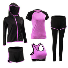 Load image into Gallery viewer, 5-piece Yoga Serve Bodybuilding Suit Woman Autumn Winter Jogging Fitness Running Gym Workout Clothes Female Jacket Long Sleeve