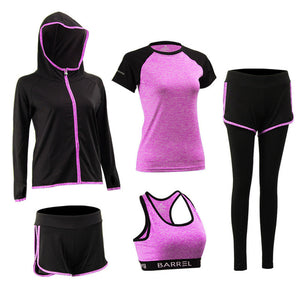 5-piece Yoga Serve Bodybuilding Suit Woman Autumn Winter Jogging Fitness Running Gym Workout Clothes Female Jacket Long Sleeve