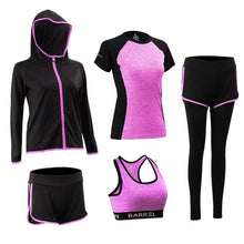 Load image into Gallery viewer, 5-piece Yoga Serve Bodybuilding Suit Woman Autumn Winter Jogging Fitness Running Gym Workout Clothes Female Jacket Long Sleeve