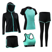 Load image into Gallery viewer, 5-piece Yoga Serve Bodybuilding Suit Woman Autumn Winter Jogging Fitness Running Gym Workout Clothes Female Jacket Long Sleeve