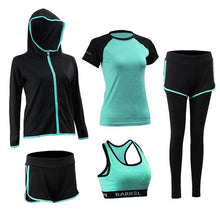 Load image into Gallery viewer, 5-piece Yoga Serve Bodybuilding Suit Woman Autumn Winter Jogging Fitness Running Gym Workout Clothes Female Jacket Long Sleeve