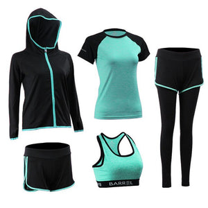 5-piece Yoga Serve Bodybuilding Suit Woman Autumn Winter Jogging Fitness Running Gym Workout Clothes Female Jacket Long Sleeve