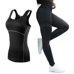 Sleeveless Yoga Set Women Running Fitness Sport Vest+pants Yoga Leggings Gym Clothes Jogging Sport Suit Sport Clothes