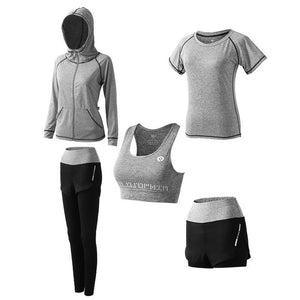 1Set/5Pcs Women's Yoga Sets Outdoor Running Yoga Jumpsuit Sport Quick Dry Fitness Gym Women Workout Clothes Sports Set